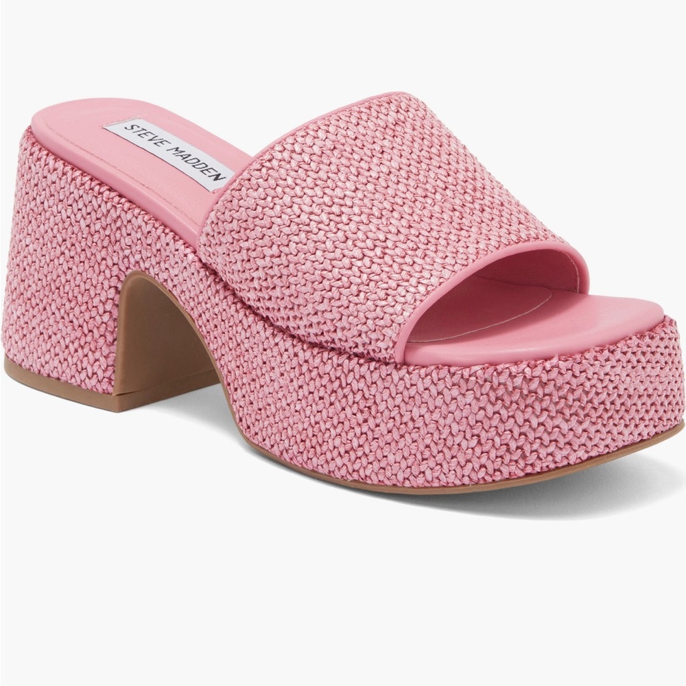 Steve Madden Pink Woven Platform Slides